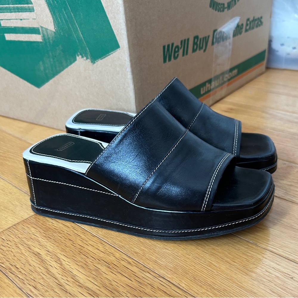 Vintage Coach wedge platform sandals, sz 8